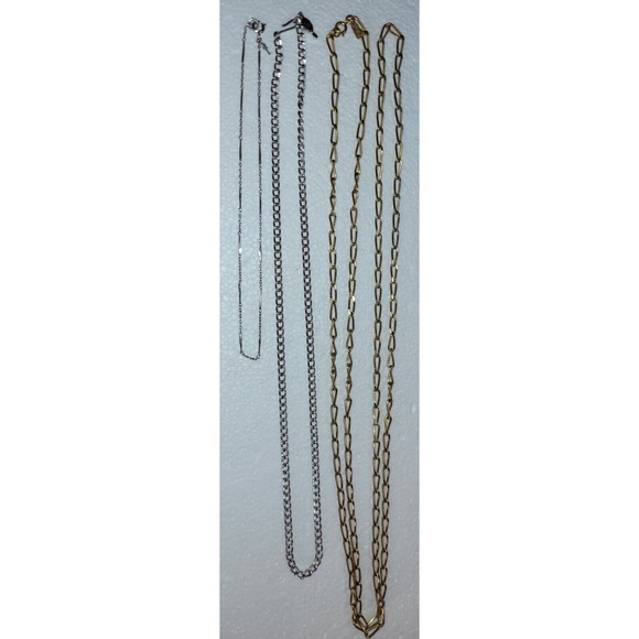 MONET, SARAH COV, CROWN TRIFARI Jewelry - ALL Signed Vintage Chain Necklace 3 Pc Lot MONET SARAH COV CROWN TRIFARI